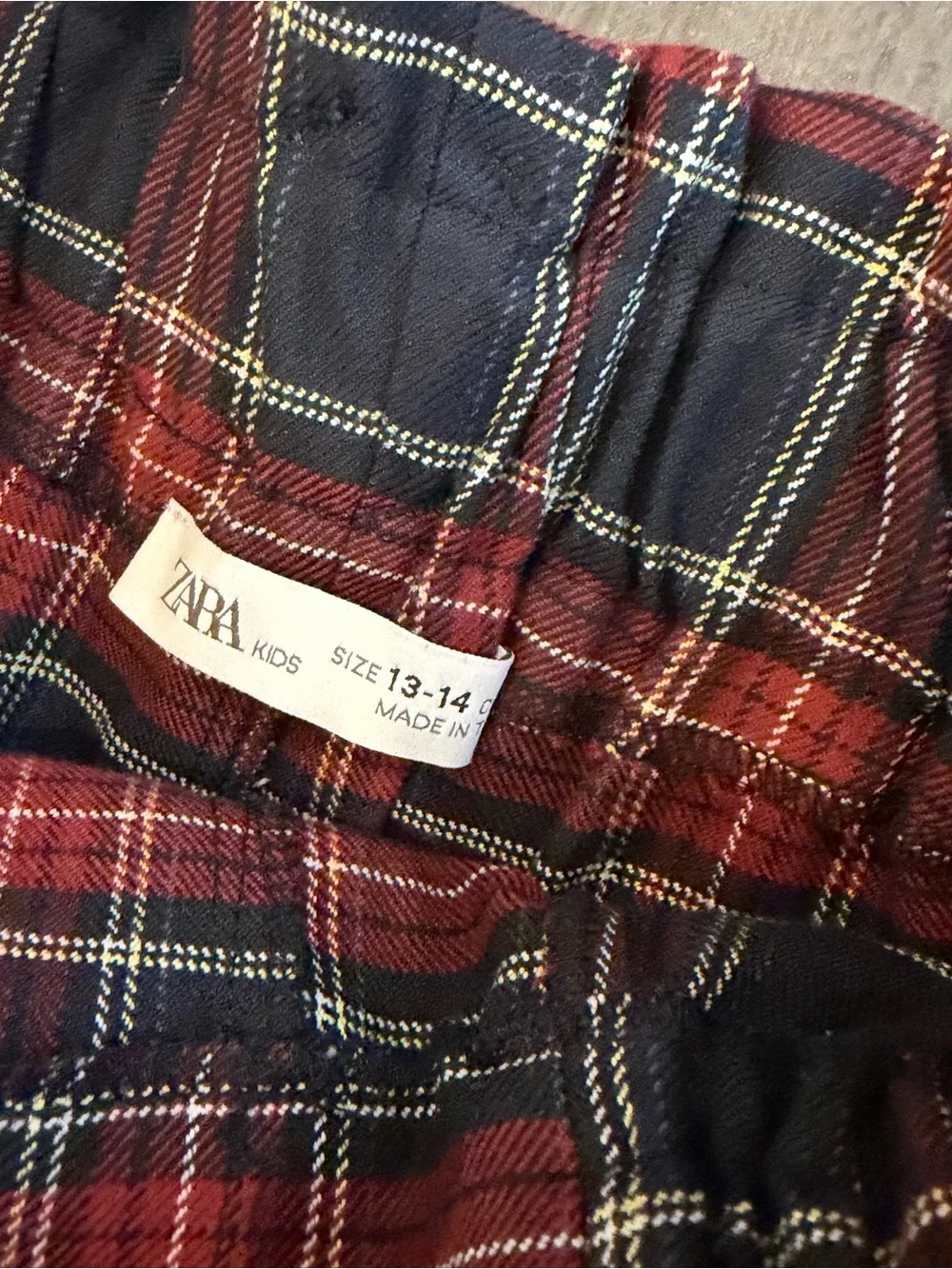 Zara Red and Navy Plaid Kids Formal Bottoms